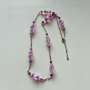 Brand New Sterling Silver with Glass and Swarovski Crystal Beads Necklace
